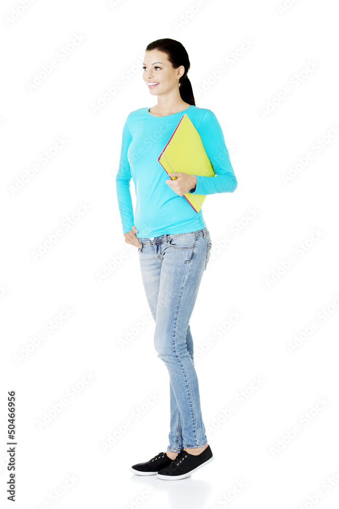 Happy student woman with notebook Happy student woman with notebook