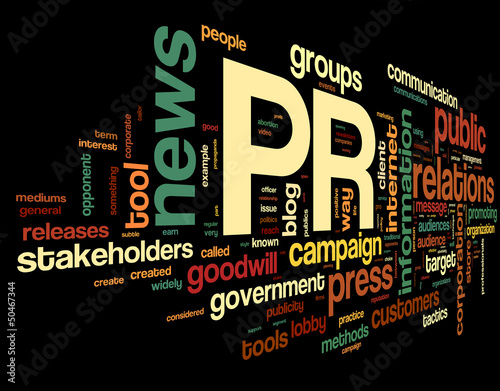 Public relations concept in tag cloud
