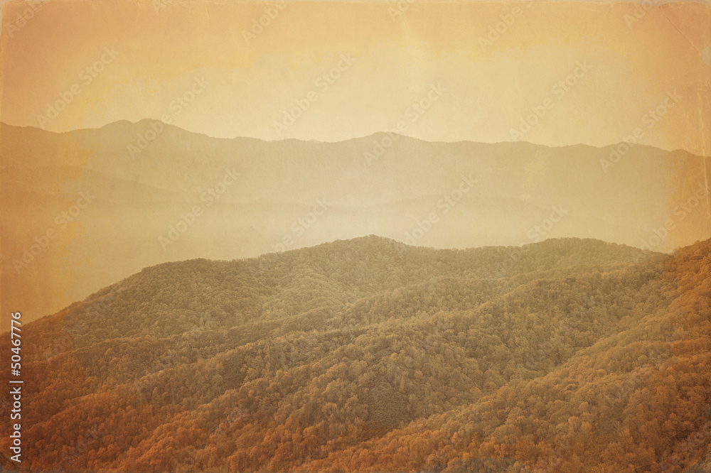 Vintage photo of Smoky Mountains ridge