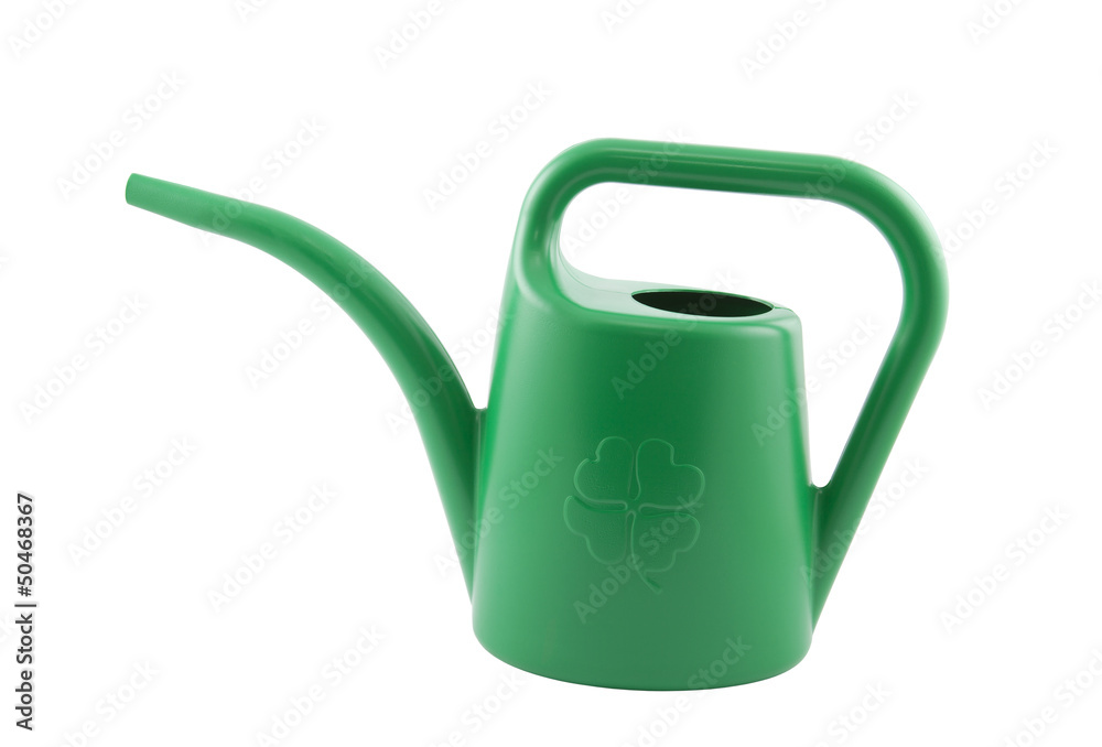 Green watering can with clipping path Green watering can with clipping path
