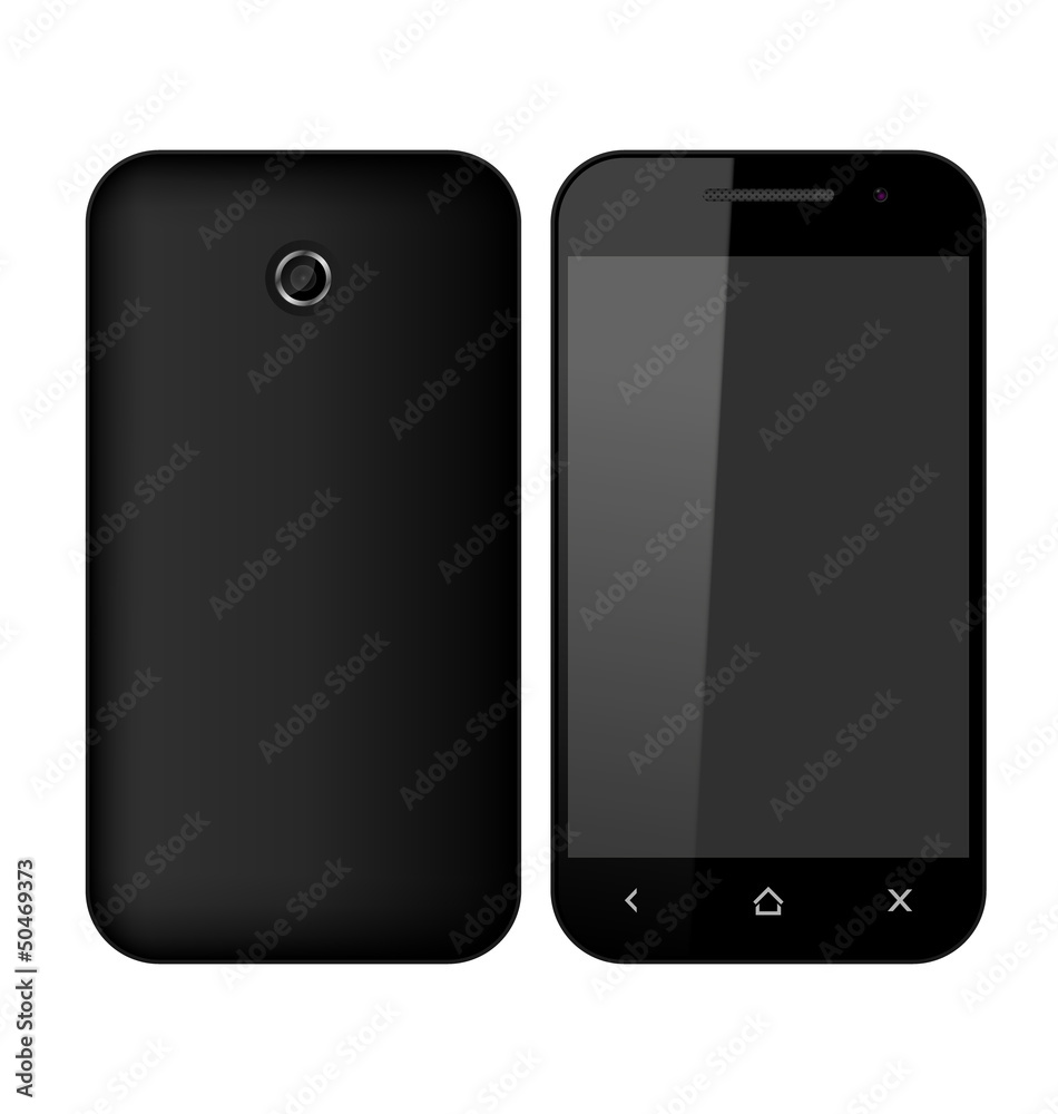 Common Black SmartPhone front and back view Common Black SmartPhone front and back view