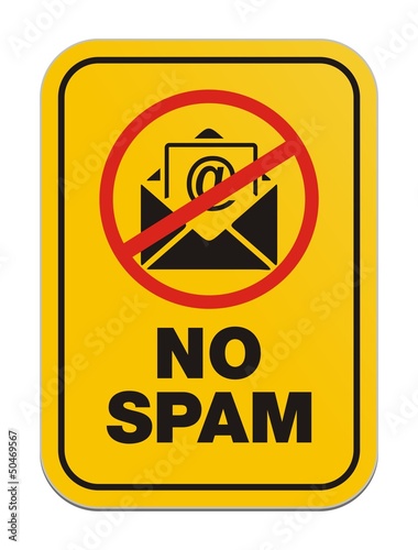 no spam - yellow sign