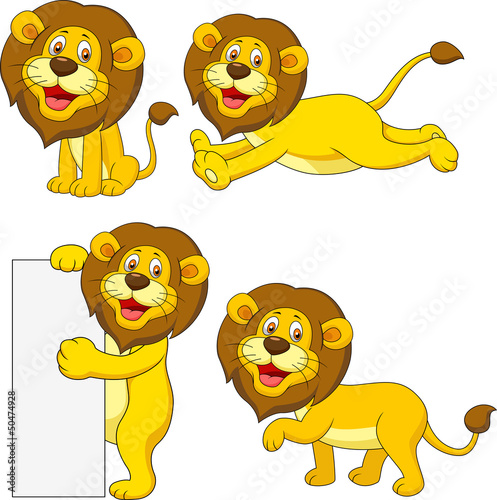 Fototapeta Naklejka Na Ścianę i Meble -  Cute lion cartoon set