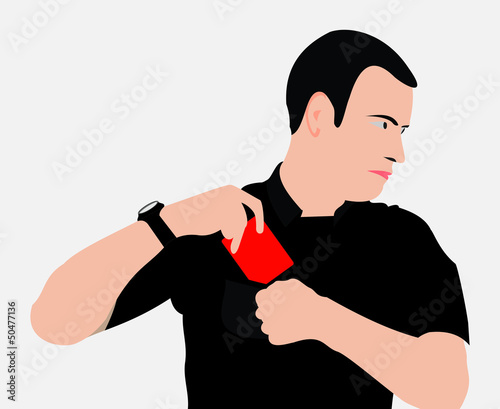 football referee takes out a red card
