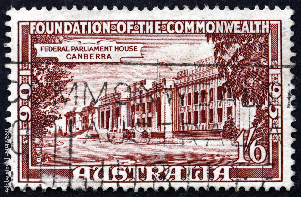 Postage stamp Australia 1951 Parliament House, Canberra