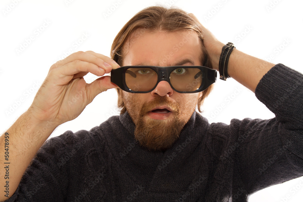 man with 3D glasses man with 3D glasses