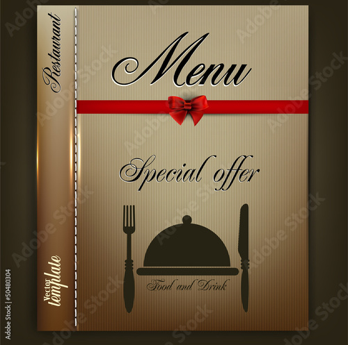 Menu design for Restaurant or Cafe. Vintage vector template