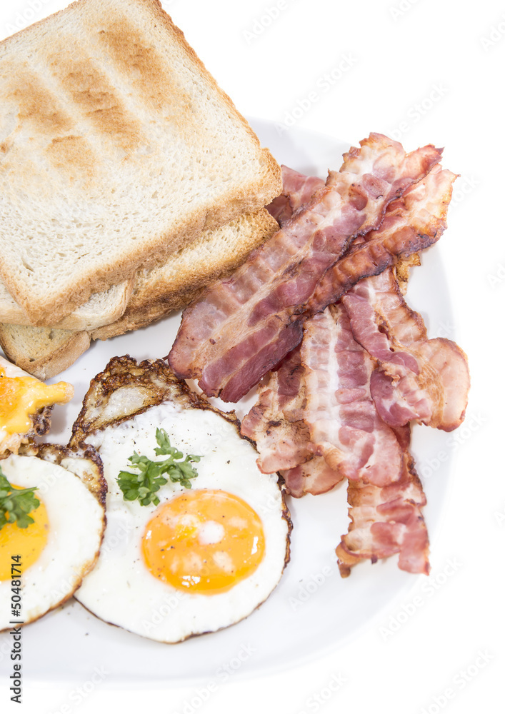 Fried Eggs and Bacon isolated on white Fried Eggs and Bacon isolated on white