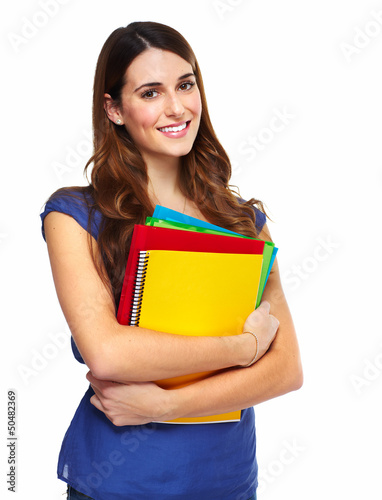 Young woman student with a book.