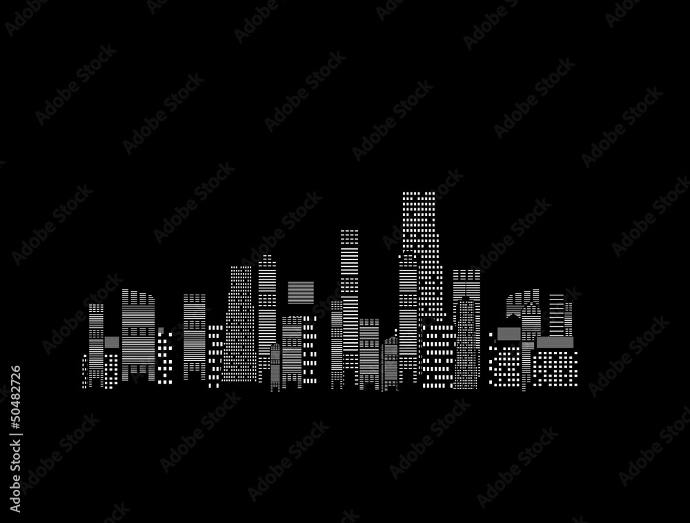 vector illustration of cities silhouette on black background