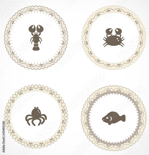 Vintage labels with icons