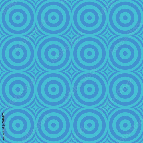 Circles and rhombuses seamless blue pattern