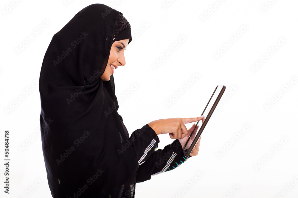 pretty middle eastern woman with tablet computer pretty middle eastern woman with tablet computer