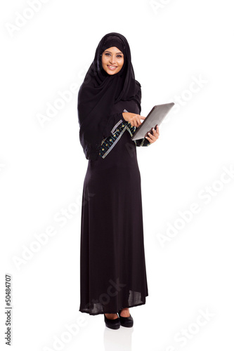 modern Arabic woman with tablet computer