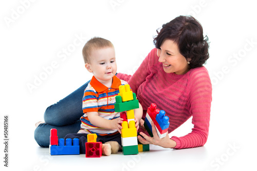 baby boy and mother playing...
