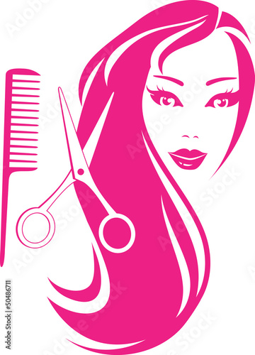 beautiful girl with scissors and comb #50486711