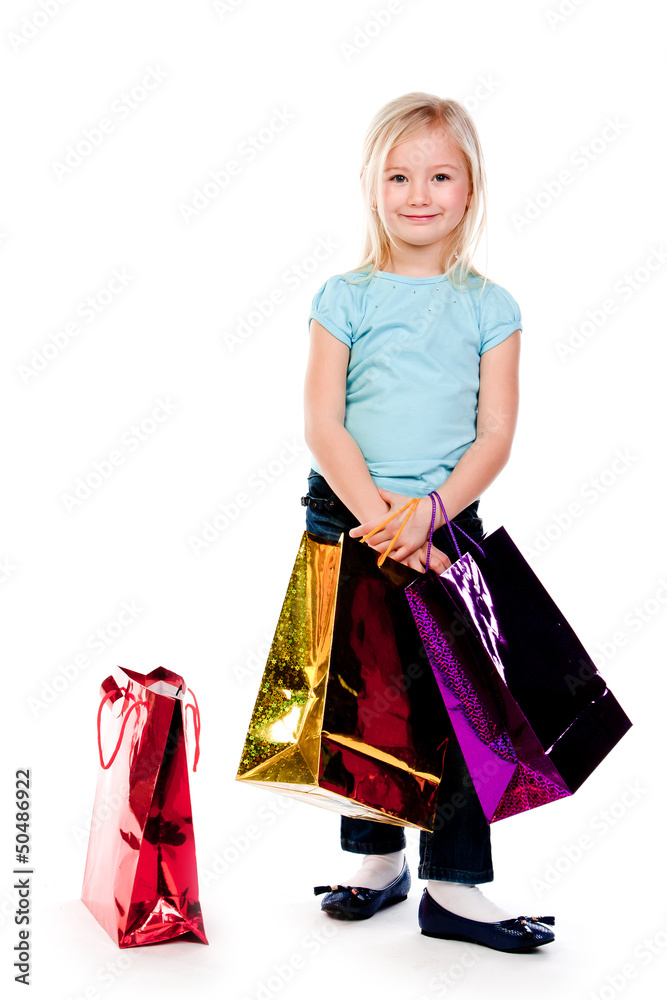 beautiful girl with shopping bags