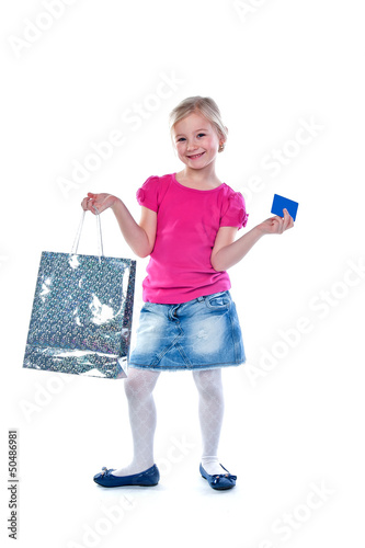 beautiful girl with shopping bags