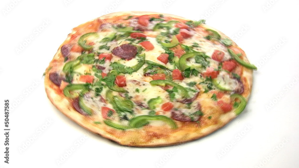 Pizza with salami rotate Pizza with salami rotate