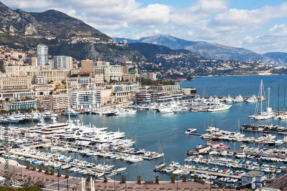 View of Monte Carlo and harbour in Monaco