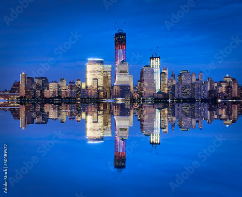 Skyline de Manhattan downtown, heure bleue