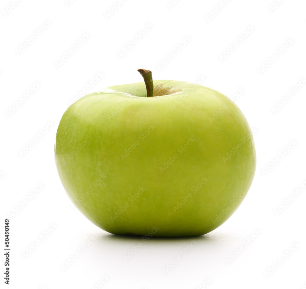 Green apple on the white background