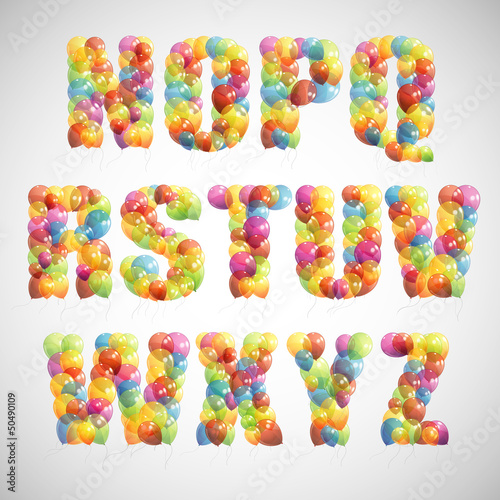 multicolored balloon alphabet