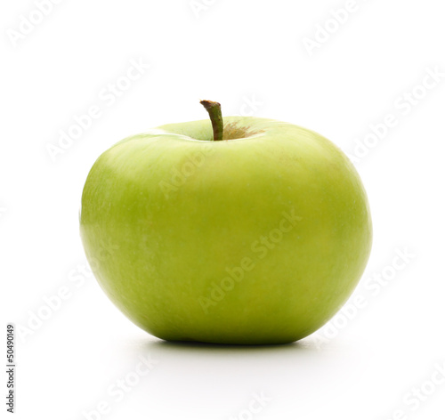 Green apple on the white background