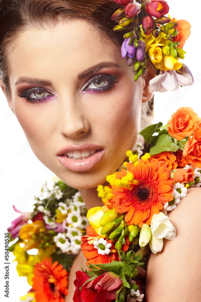 Woman with flower hairstyle