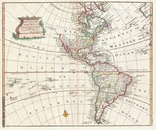 North and South America vintage map