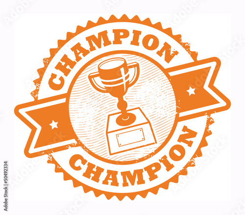 Stamp with the text Champion written inside the stamp, vector