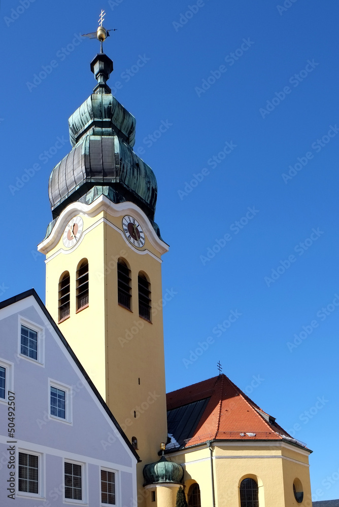 Pfarrkirche St. Laurentius in Wolnzach - obrazy, fototapety, plakaty 