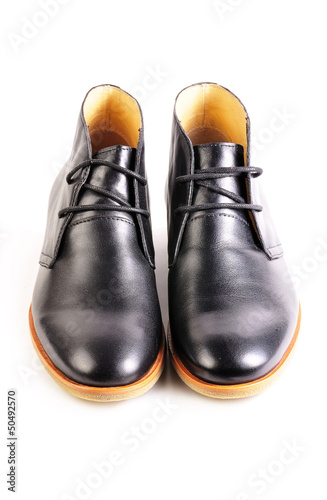 pair of black leather elegant shoes isolated