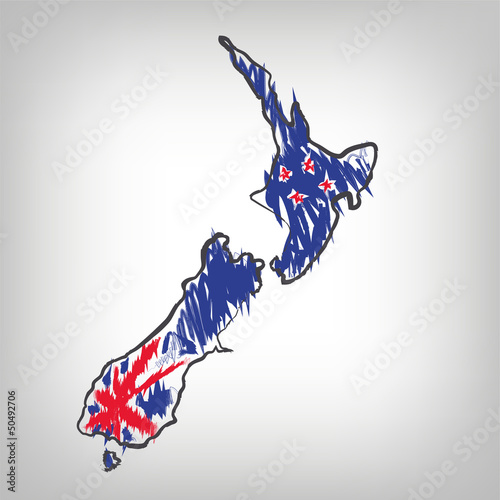 Neuseeland Karte Zeichnung