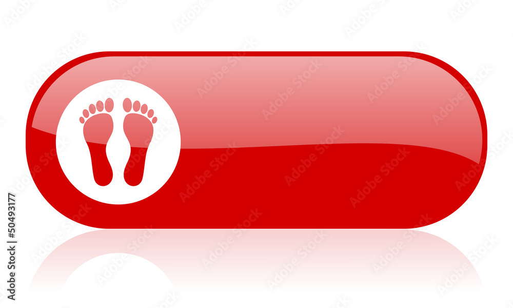 footprint red web glossy icon
