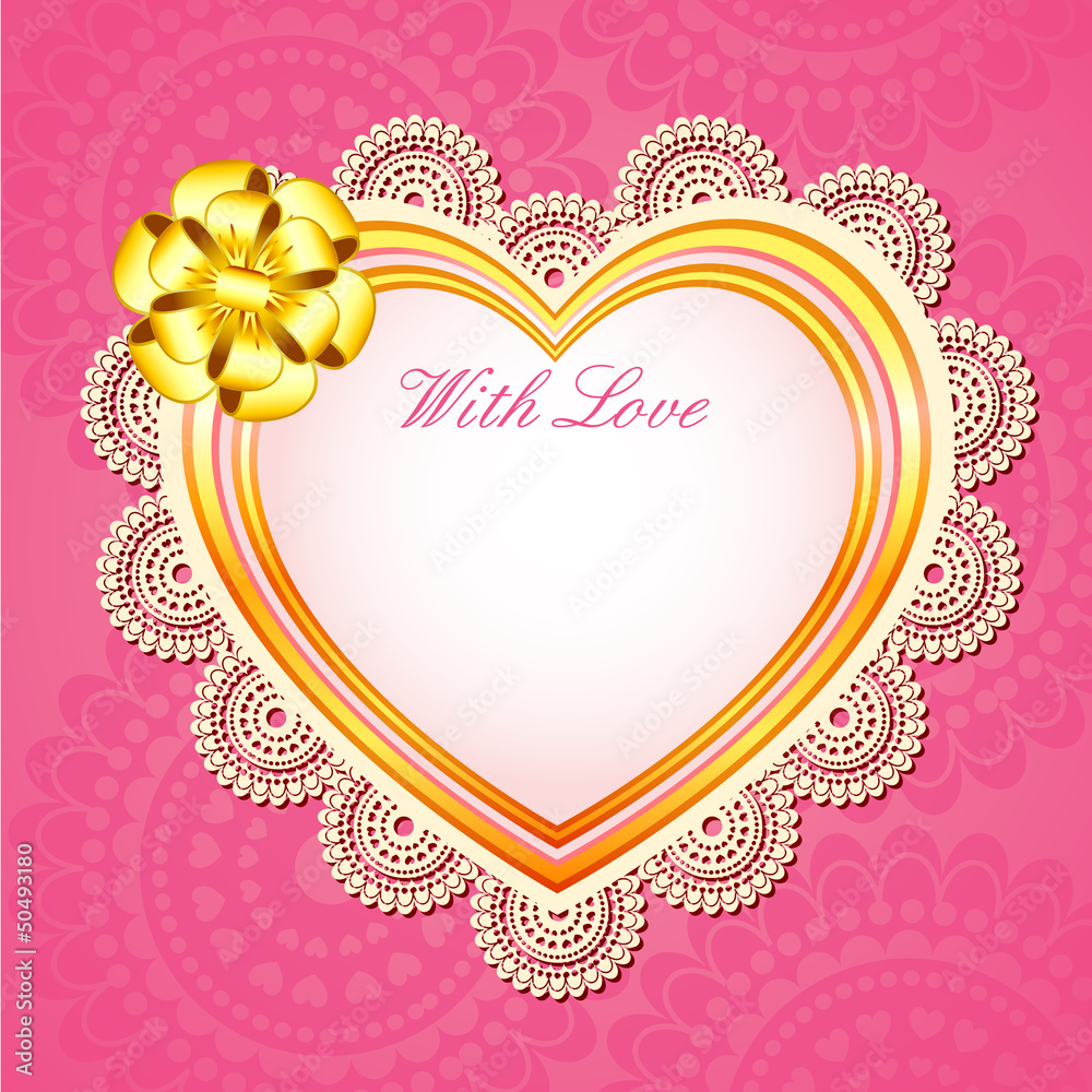 vector illustration of heart shape frame with lace work
