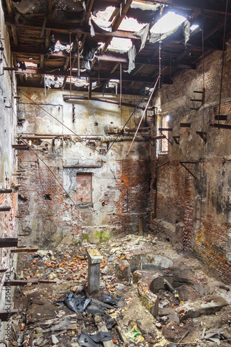 Interior of old abandon paper mill in Kalety - Poland, Silesia p