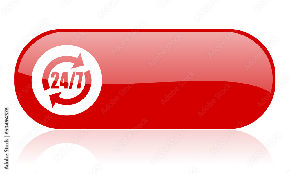 24/7 red web glossy icon