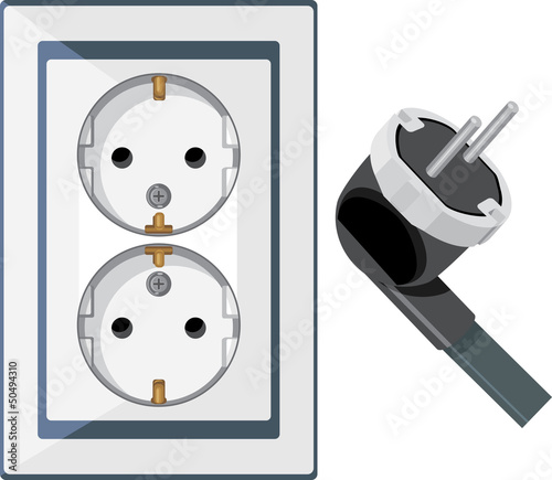 Electrical outlet and plug isolated on the white