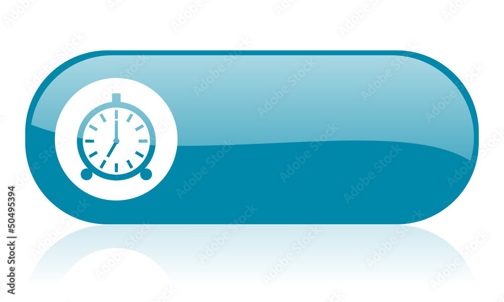 alarm clock blue web glossy icon alarm clock blue web glossy icon