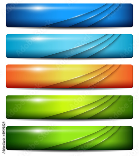 Banners, headers colorful glossy, vector.