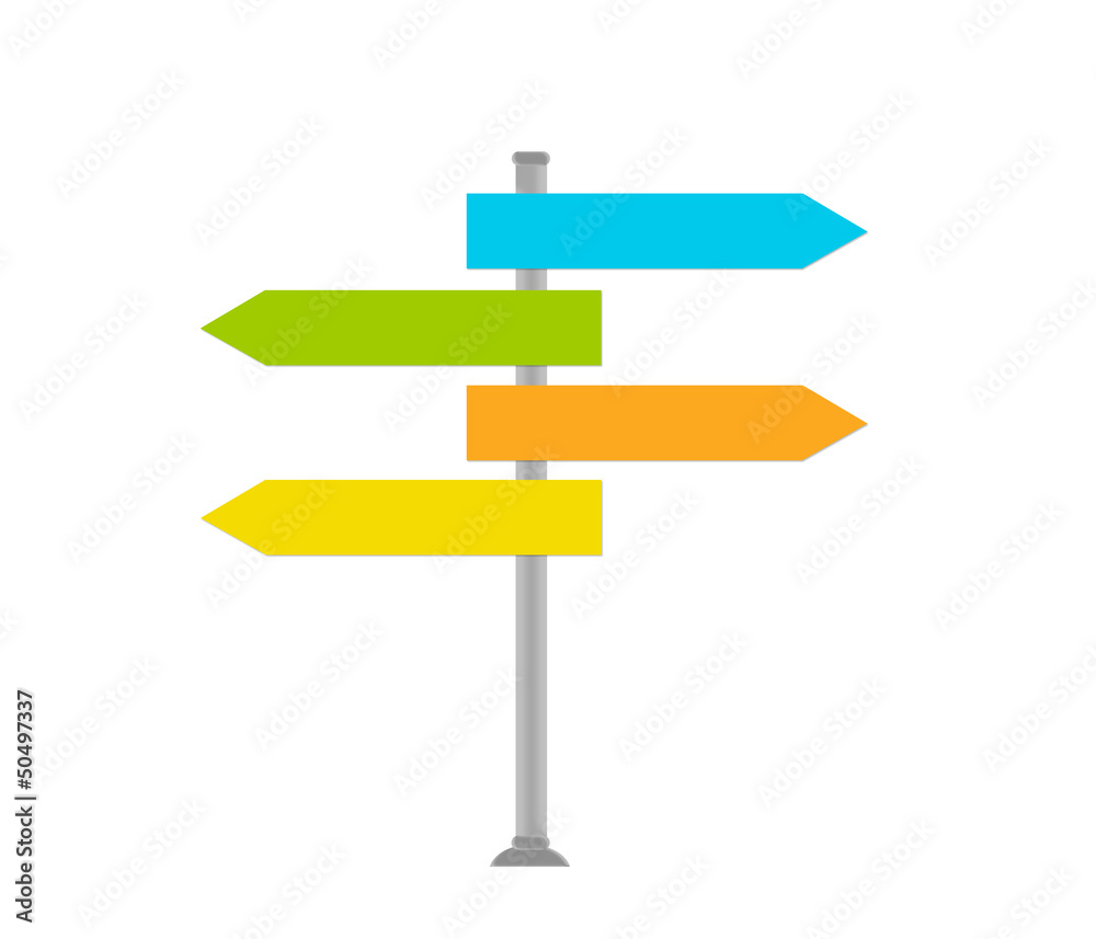 Señal para indicar las direcciones en varios colores Señal para indicar las direcciones en varios colores