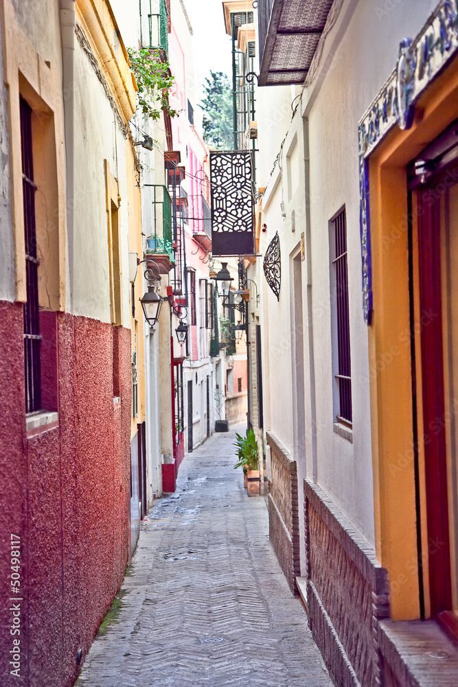 Passageway in center of Seville,  Spain.