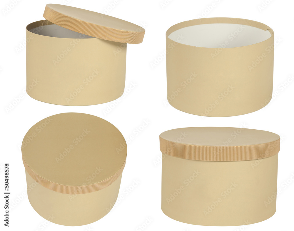 round box, cardboard made, isolated on white round box, cardboard made, isolated on white