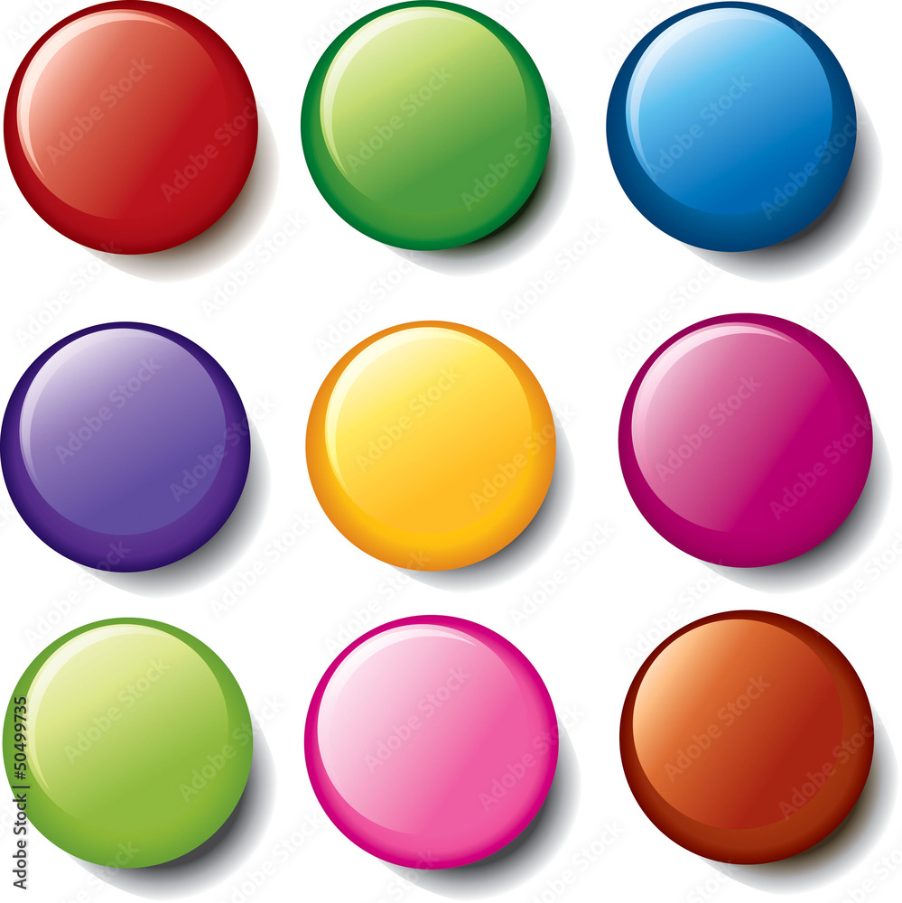 Set of round 3D multicolor pointers Set of round 3D multicolor pointers