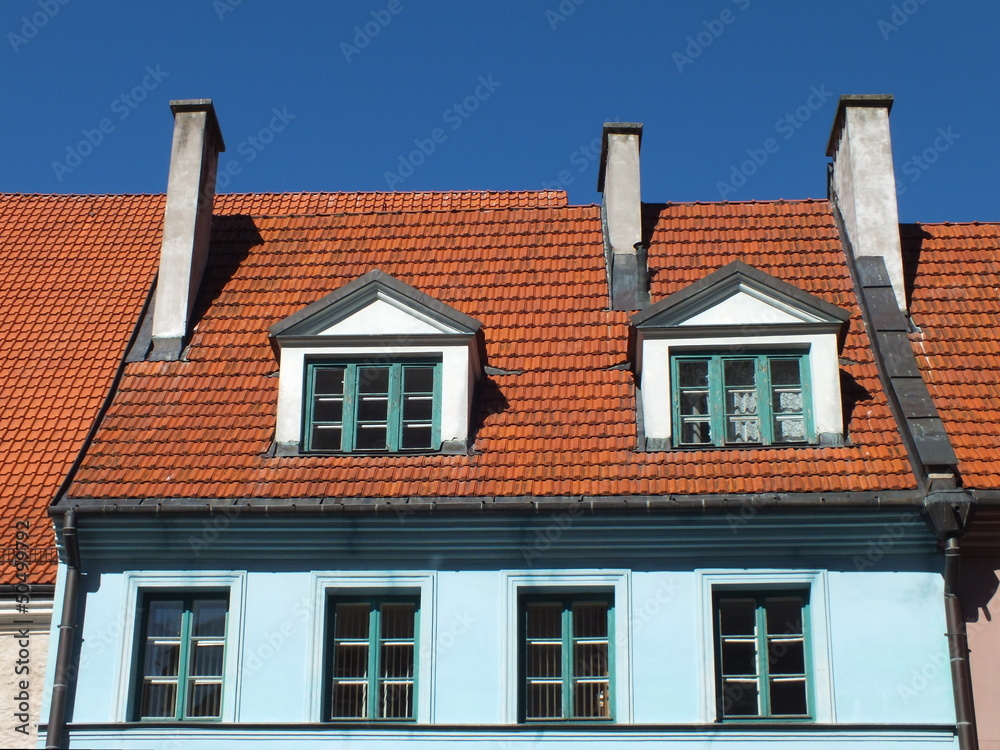 Red roof and dormers (Riga, Latvia) Red roof and dormers (Riga, Latvia)
