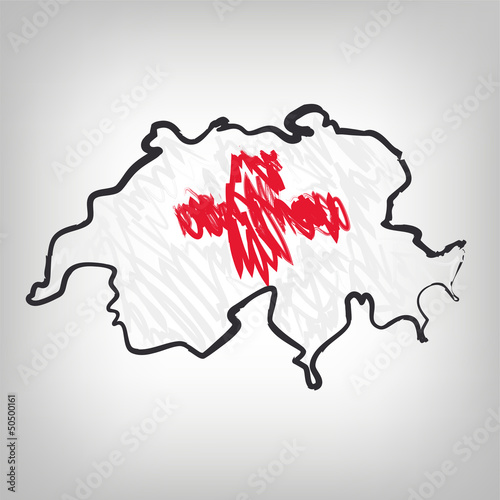 Schweiz Karte Zeichnung