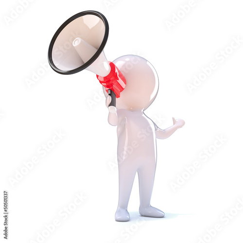 Little man shouts through megaphone