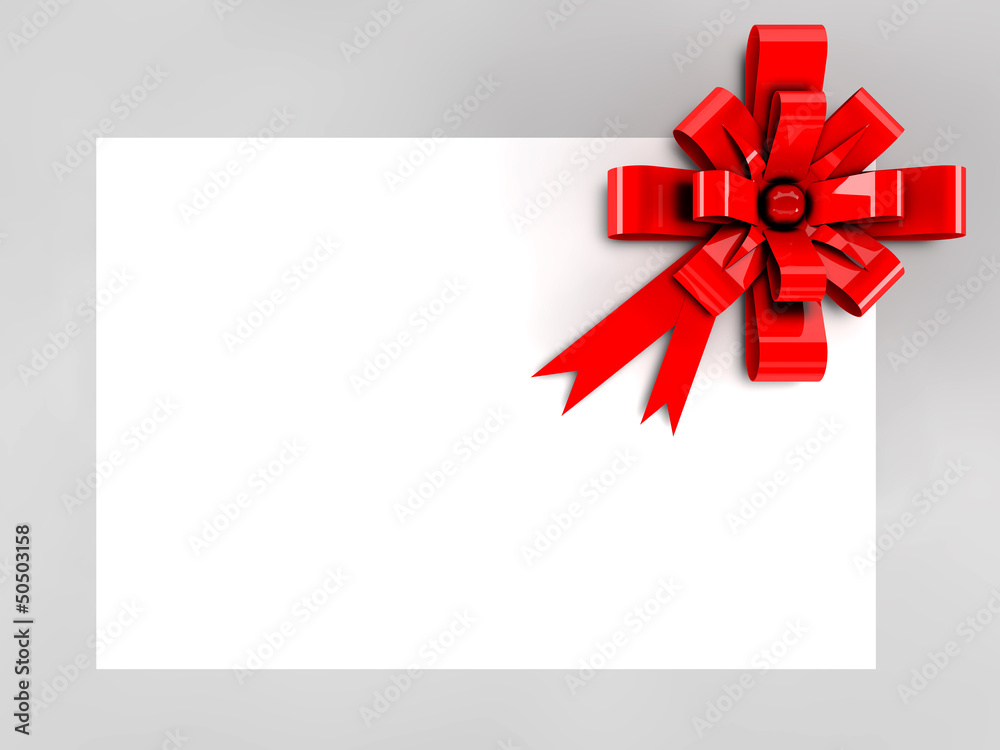 paper note and a red bow paper note and a red bow
