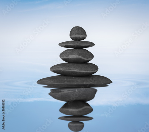Zen stones balance in water concept 